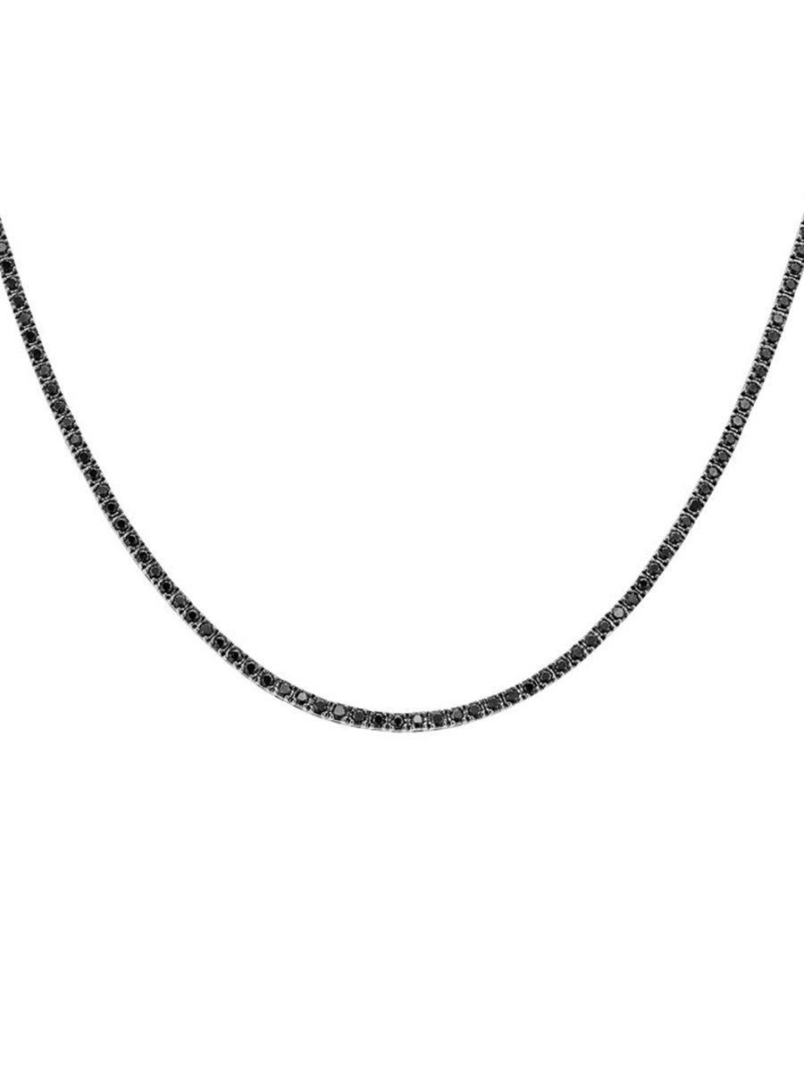 8.96ct Black Diamond 18K Gold Tennis Necklace