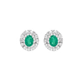 2.76ct Diamond Emerald 18K Gold Round Halo Stud Earrings