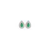 0.40 Emerald Diamond 18K Gold Pear Halo Earrings