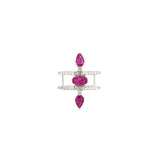 2.10ct Diamond Ruby 18K Gold Open Shank Ring
