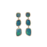 12.31ct Diamond Opal 18K Gold Statement Dangle Drop Earrings