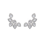 2.96ct Diamond White Topaz 18K Gold Cluster Climber Earrings