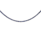 5.15ct Diamond Blue Sapphire 18K Gold Stationed Tennis Necklace