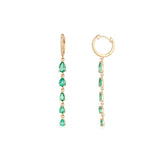 2.11ct Diamond Emerald 14K Gold  Huggie Dangle Drop Earrings