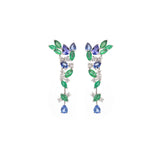 5.66ct Diamond Tanzanite Emerald 18K Gold Drop Earrings