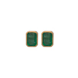 3.12ct Emerald 18K Gold Bezel Stud Earrings