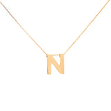 14K Gold Letter N Initial Pendant Necklace