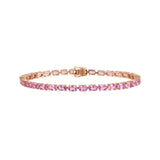 10.98ct Pink Sapphire 18K Gold Oval Tennis Bracelet