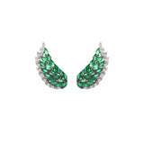 2.60ct Diamond Emerald 18K Gold Wing Climber Earrings