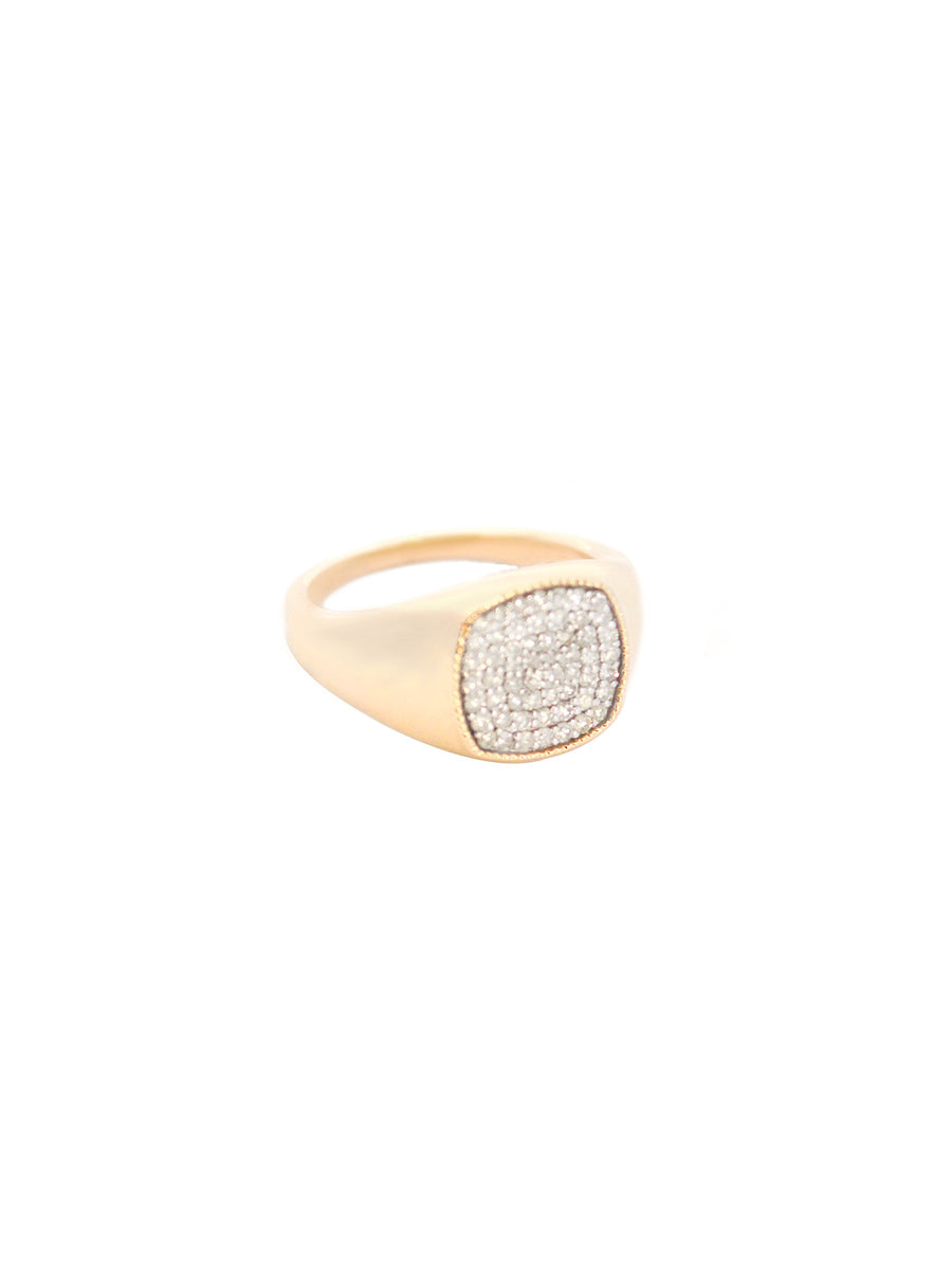 0.22ct Diamond 14K Gold Pave Signet Ring