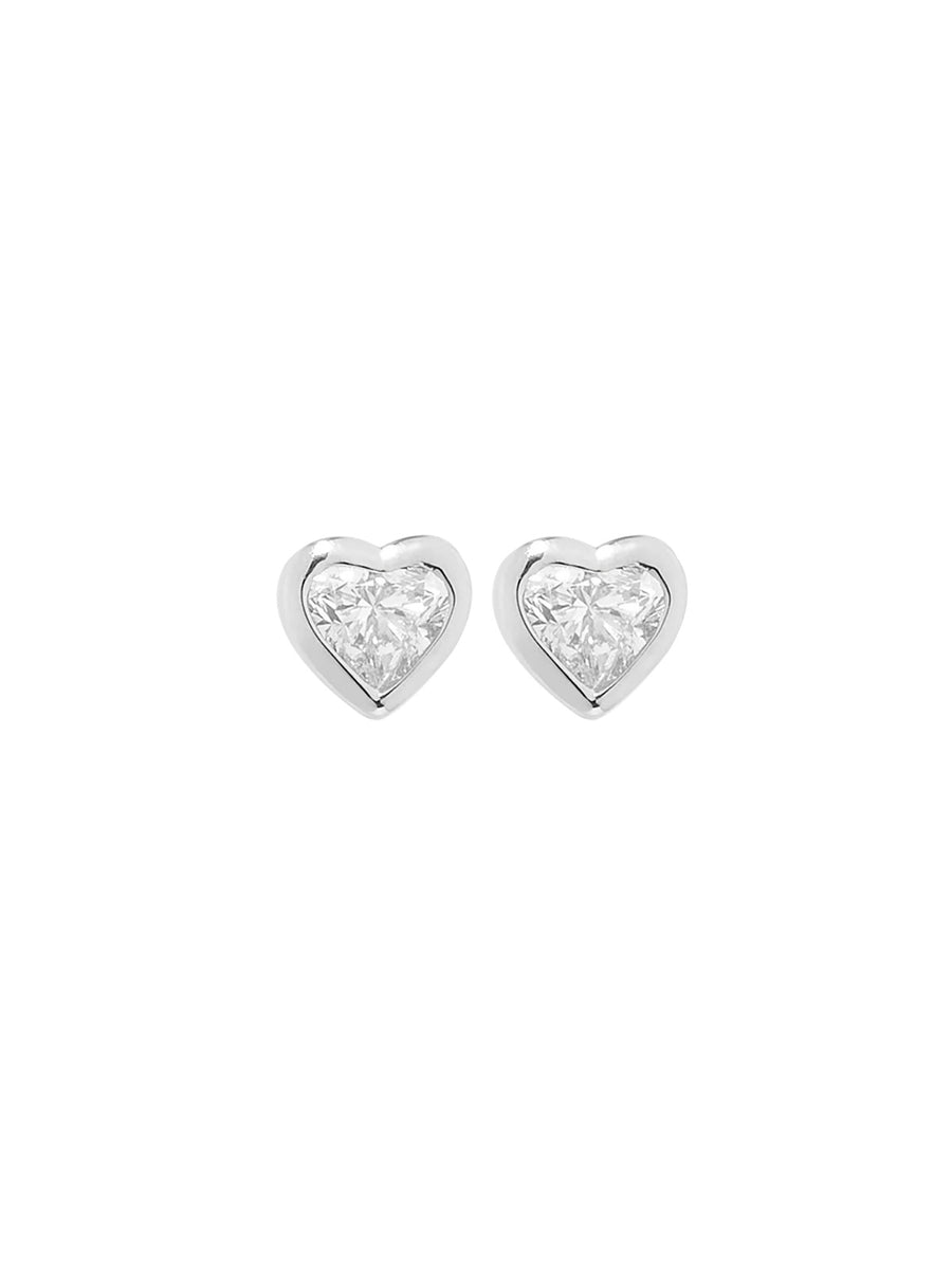0.44ct Diamond 18K Gold Dainty Heart Stud Earrings