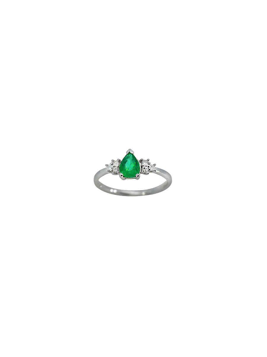 0.80cts Diamond Emerald 14K Gold Classic Ring