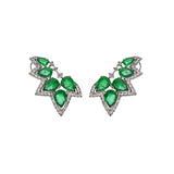 4.90ct Diamond Emerald 18K Gold Cluster Climber Earrings