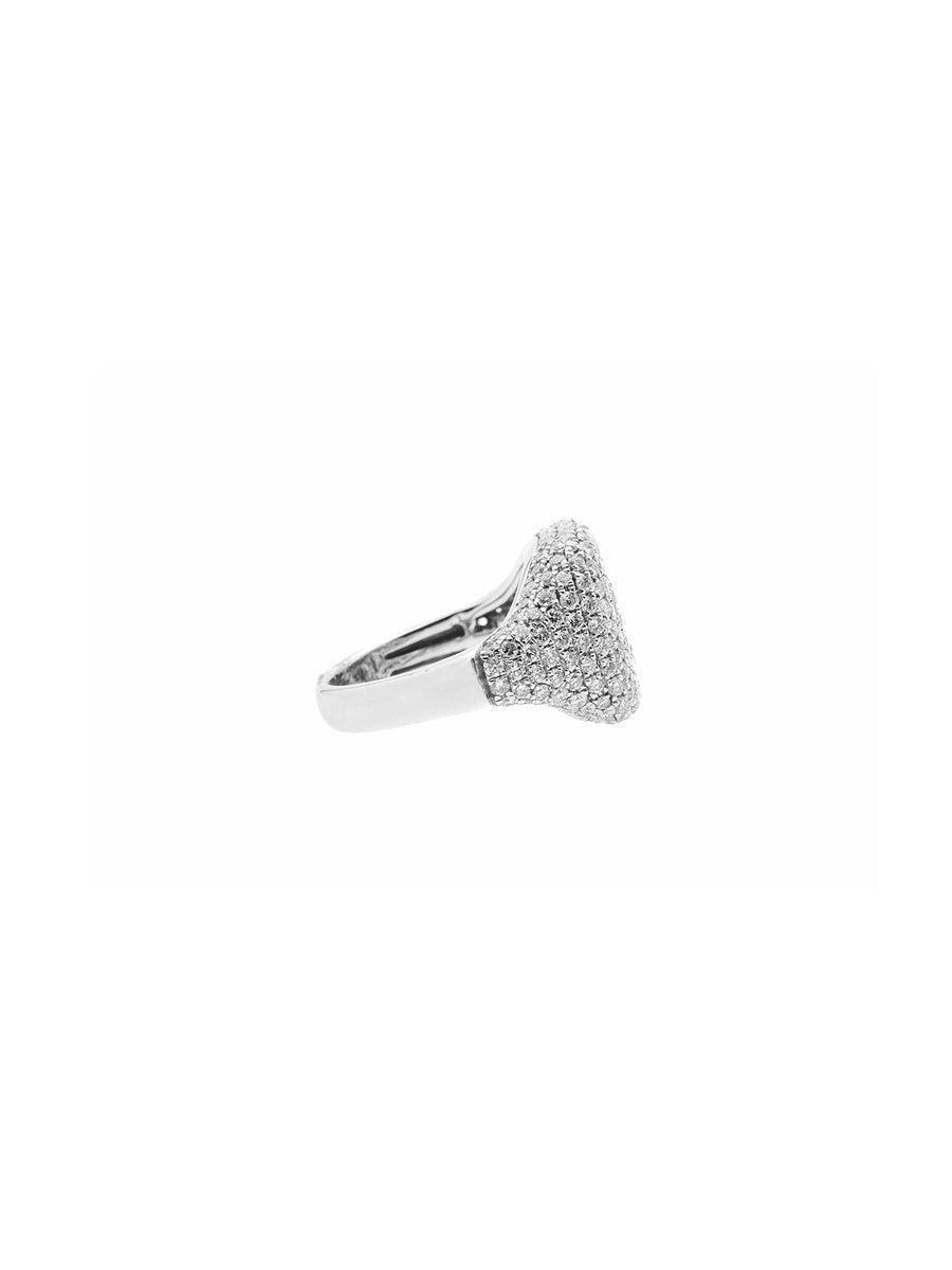 1.35ct Diamond 18K Gold Round Baguette Pave Signet Ring