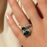 4.12ct Emerald Diamond 18K Gold Bypass Ring