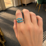 2.80ct Turquoise Diamond 14K Gold Leaf Bypass Ring