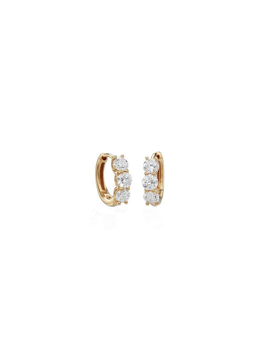 1.20ct Diamond 14K Gold Huggie Hoop Earrings