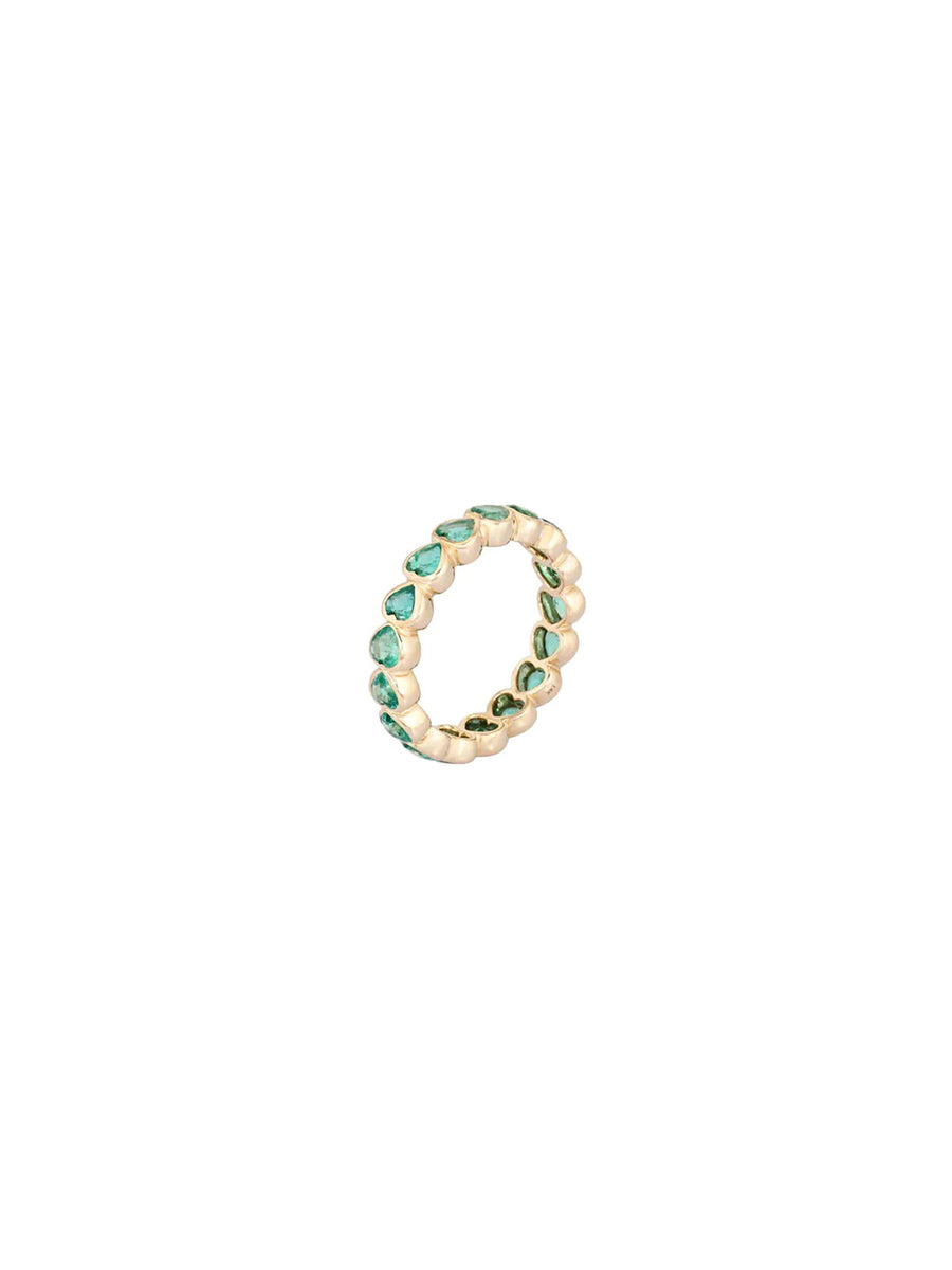 2.53cts Emerald 14K Gold Heart Eternity Ring