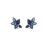 6.90ct Sapphire 18K Gold Cluster Earrings