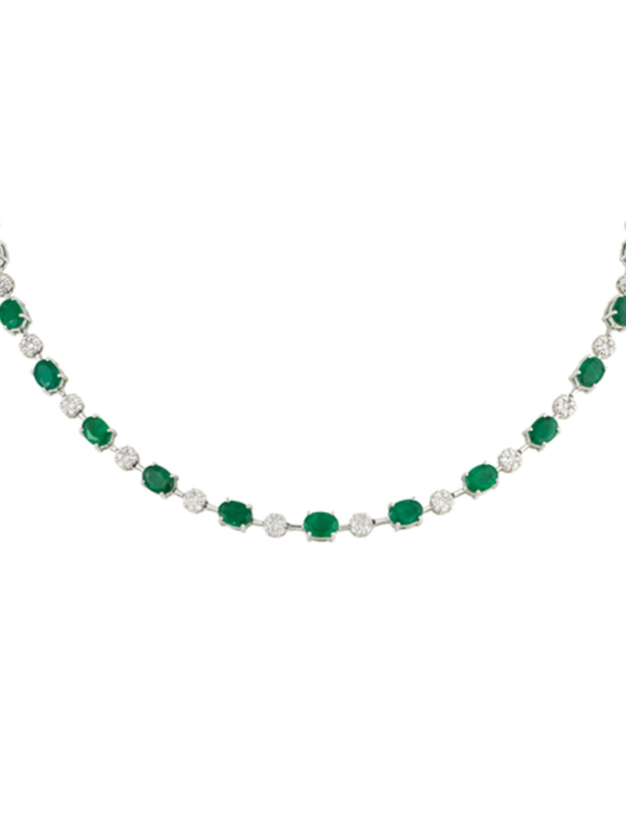 12.22ct Emerald and Diamond 18K Gold Necklace