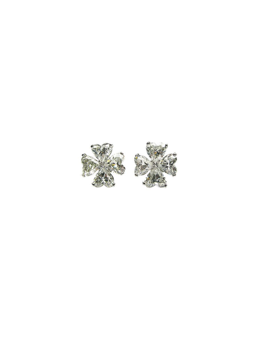 1.20ct Diamond 18K Gold Heart Shaped Petals Stud Earrings