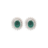 6.86ct Diamond Emerald 18K Gold Large Halo Stud Earrings