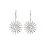 4.25ct Diamond 18K Gold Flower Dangle Earrings