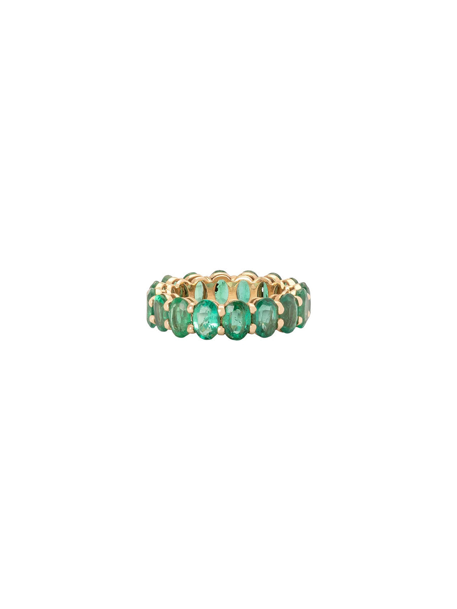 4.50ct Emerald 18K Gold Oval Eternity Ring