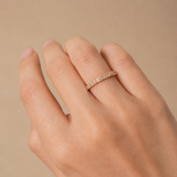 0.30ct Diamond 18K Gold Half Baguette Round Eternity Band Ring