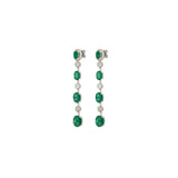 8.48ct Diamond Emerald 18K Gold Linear Cascade Earrings