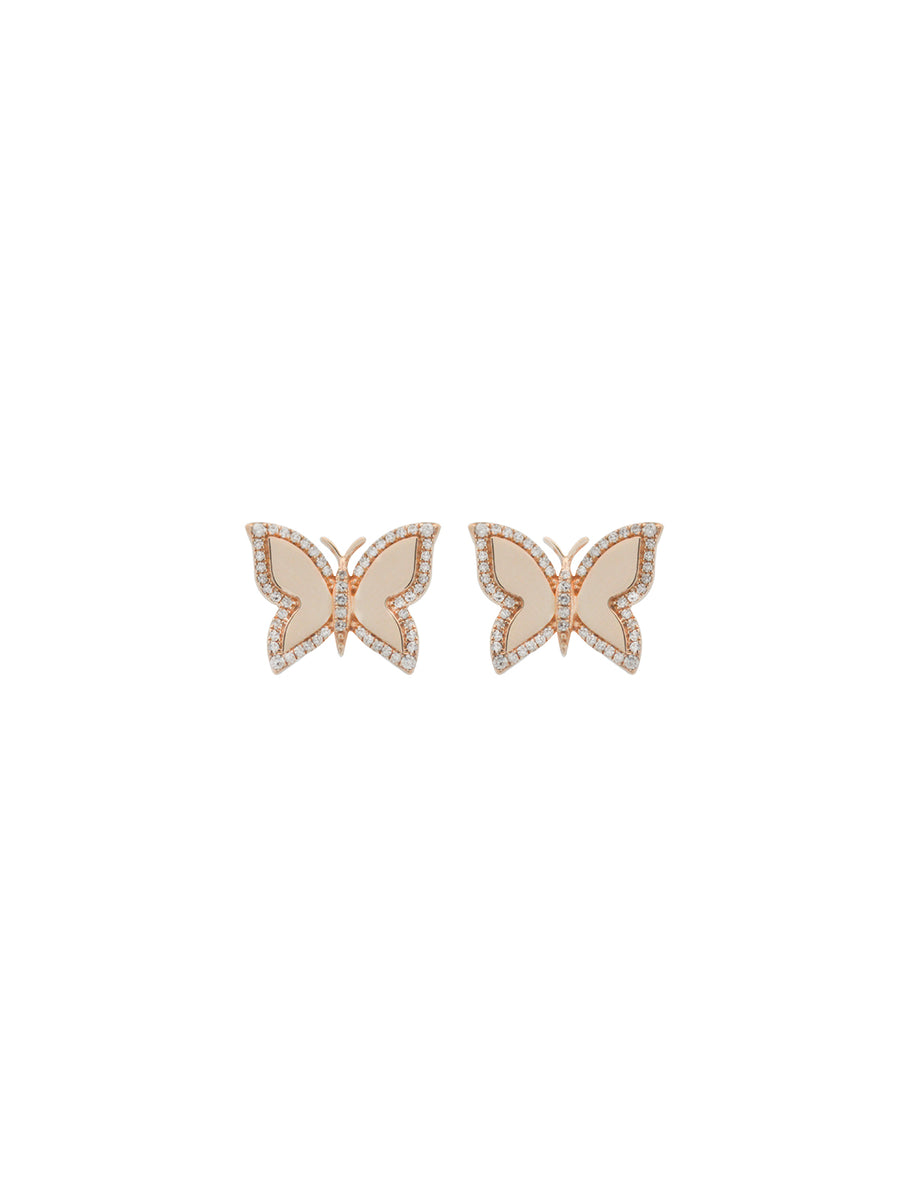 0.30ct Diamond 14K Gold Butterfly Stud Earrings