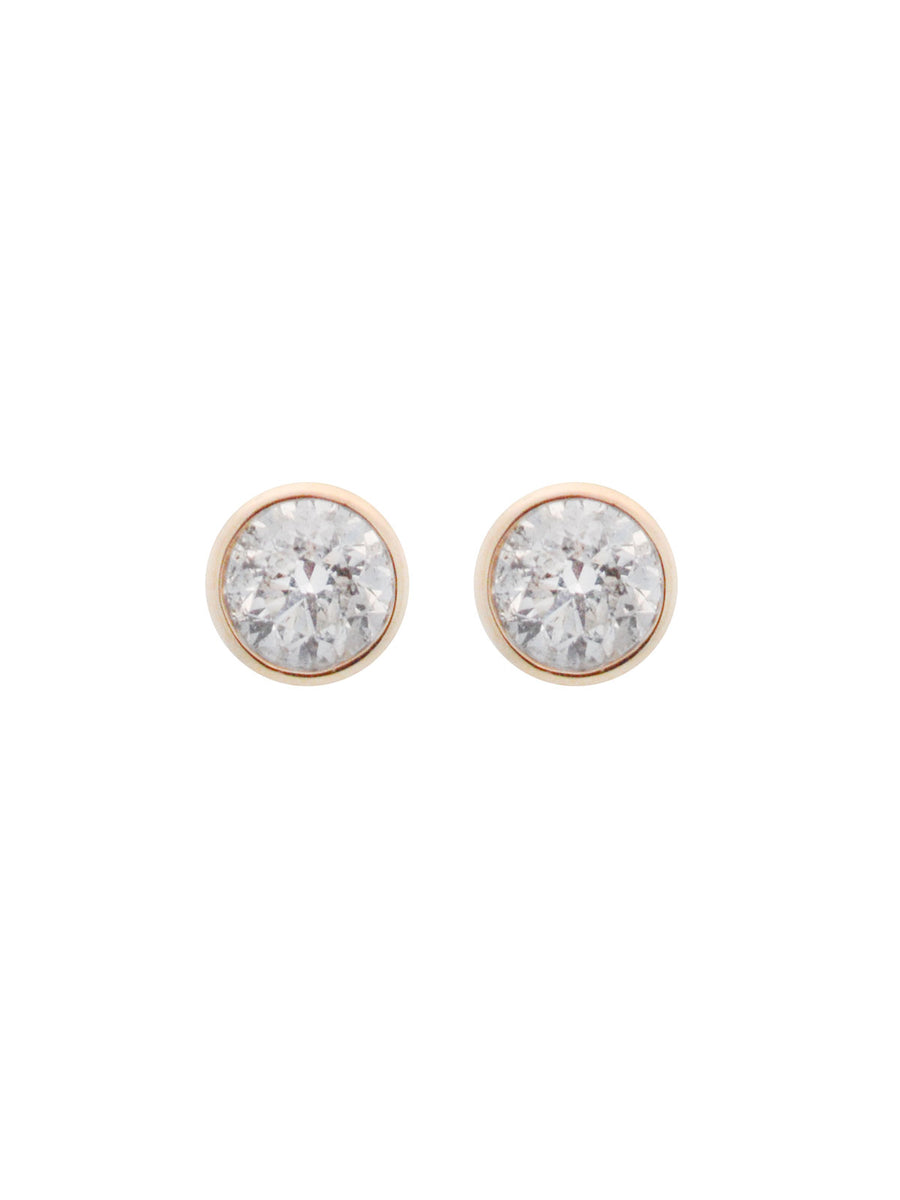 1.00ct Diamond 14K Gold Bezel Stud Earrings