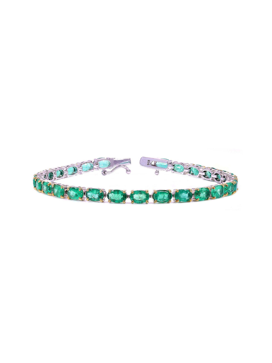 10.44ct Emerald 14K Gold Oval Link Bracelet
