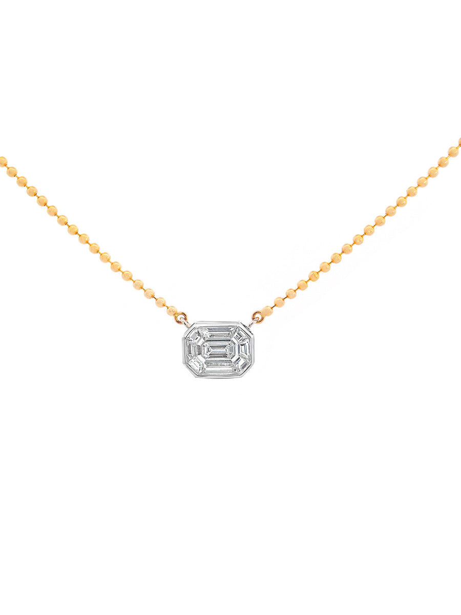 0.66ct Diamond 18K/14K Gold Bead Pendant Necklace
