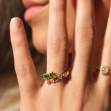 1.10ct Diamond Emerald 18K Gold Multi Shaped Bypass Ring