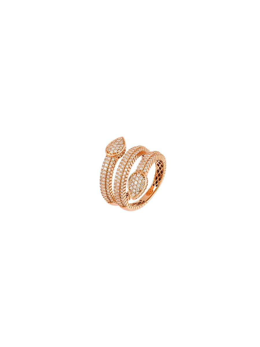 0.92cts Diamond 18K Gold Spiral Snake Ring