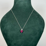 3.07ct Ruby 18K Gold Heart Pendant Chain Necklace