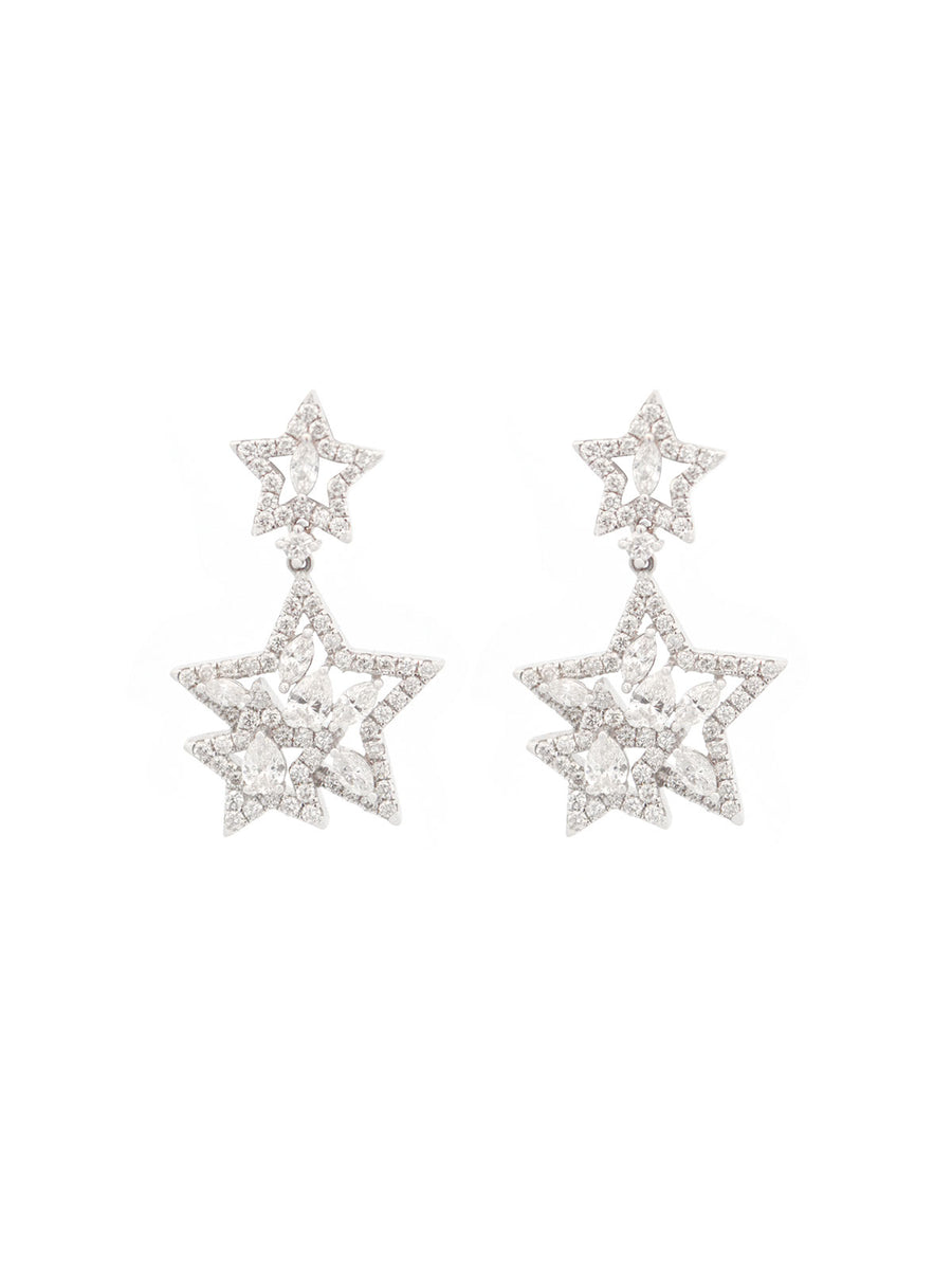 0.96ct Diamond 18K Gold Statement Star Earrings