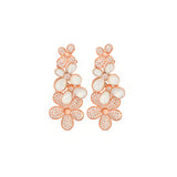 2.95ct Diamond Mother of Pearl 14K Gold Flower Drop Earrings
