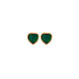2.10ct Emerald 18K Gold Heart Bezel Stud Earrings