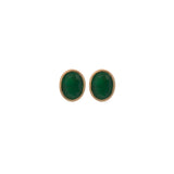 3.43ct Emerald 18K Gold Bezel Oval Stud Earrings