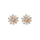 1.06ct Diamond 18K Gold Baguette Flower Stud Earrings