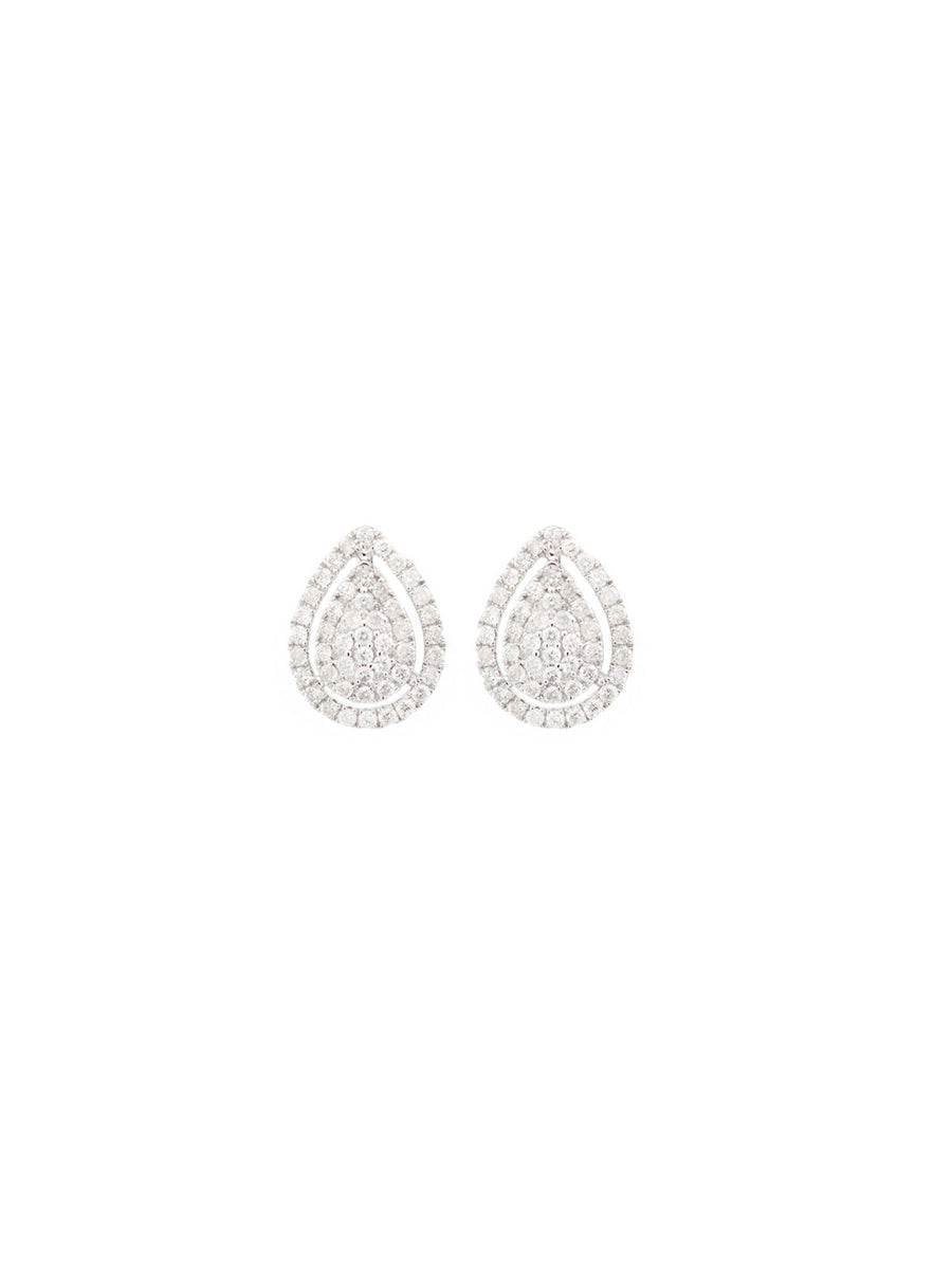 0.66ct Diamond 18K Gold Pave Pear Stud Earrings