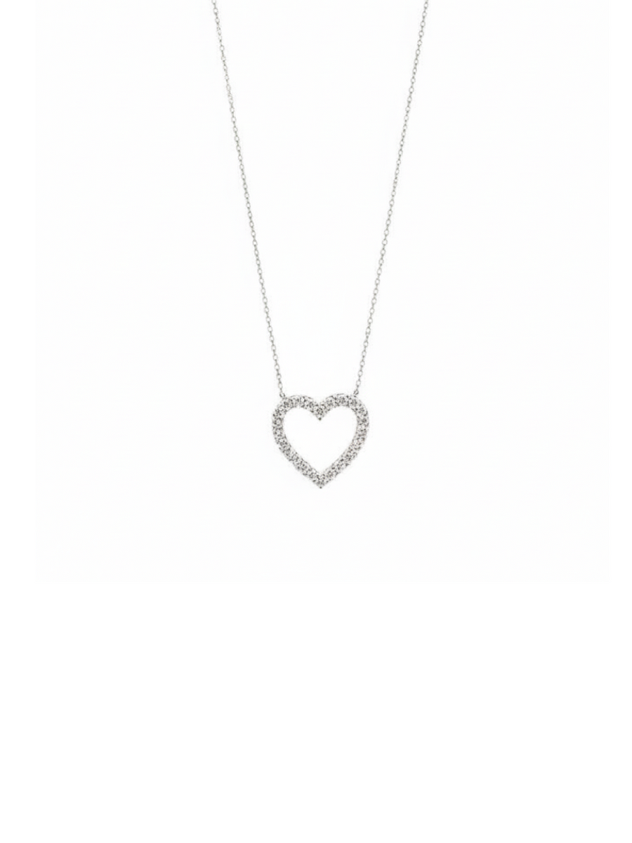 0.50ct Diamond 14K Gold Heart Pendant Chain Necklace