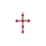 1.27ct Diamond Ruby 14K Gold Cross Pendant