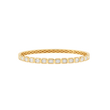 3.20ct Diamond 18K Gold Emerald Cut Bezel Bangle Bracelet