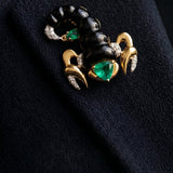Scorpio 9.05ct Black Onyx Emerald 18K Gold Brooch