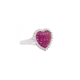 1.95ct Diamond Ruby 18K Gold Cluster Heart Ring