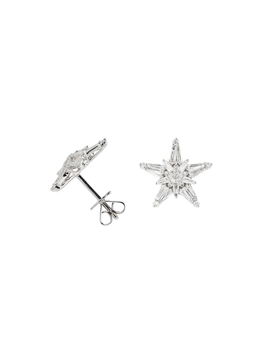 1.23ct Diamond Platinum Star Stud Earrings
