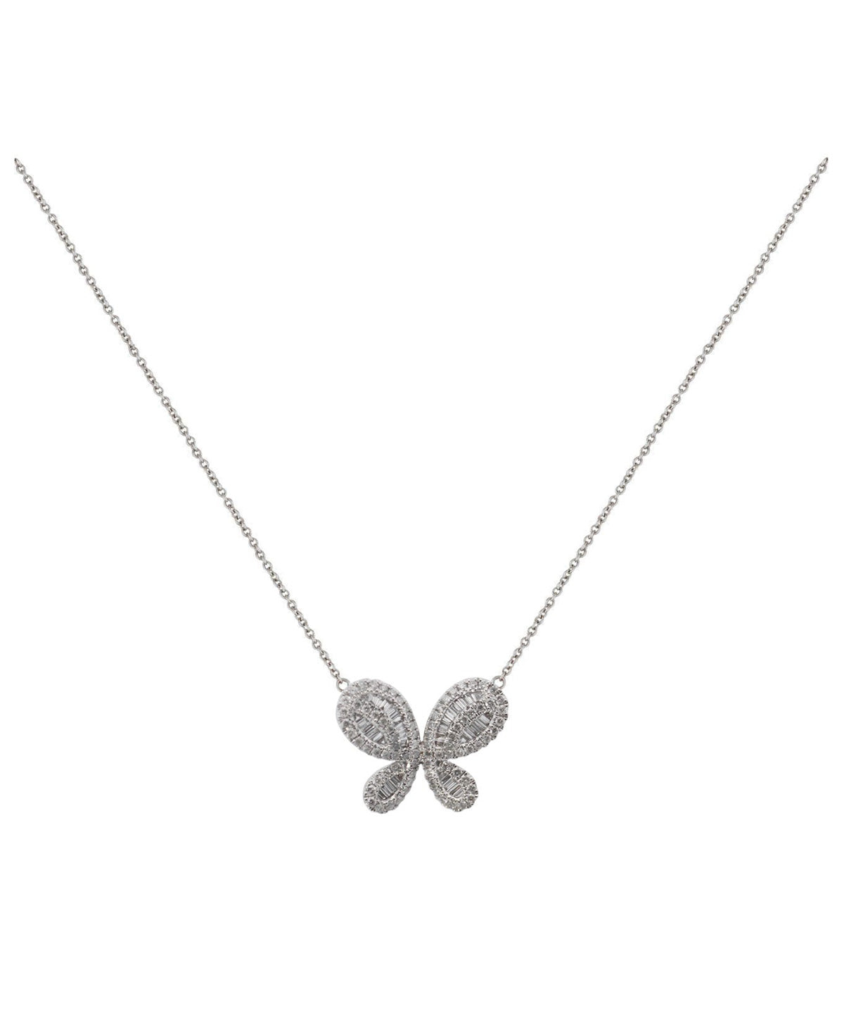 0.80ct Diamond 18K Gold Butterfly Pendant Necklace